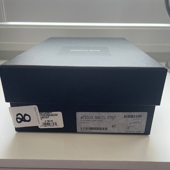 YSL Chestnut Gold Block Heel Sandal Size 40 - Picture 3 of 12